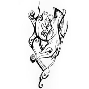 WU WEI ilustración de lutxana art barcelona Judith Díaz Garcés dones d'aigua mujeres de agua tinta negra sobre papel blanco ojos manos wu wei feng shui dharma