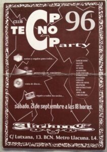 entrada flyer 1996 sala akelarre barcelona carrer lutxana 1999 poblenou barcelona