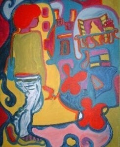 BUSCANDO PISO CON BALCON EN BARCELONA LESBIANAS TRES EN UNA MUJERES POLIAMOR ARTE PINTURA ACRÍLICA DANDEE GIRLS LUTXANA ART