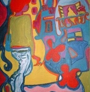 BUSCANDO PISO CON BALCON EN BARCELONA LESBIANAS TRES EN UNA MUJERES POLIAMOR ARTE PINTURA ACRÍLICA DANDEE GIRLS LUTXANA ART