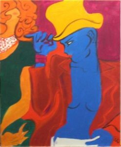 PITUFINA LESBIANA FEMINISTAS LESBIANAS TRES EN UNA MUJERES POLIAMOR ARTE PINTURA ACRÍLICA DANDEE GIRLS LUTXANA ART