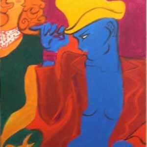 PITUFINA LESBIANA FEMINISTAS LESBIANAS TRES EN UNA MUJERES POLIAMOR ARTE PINTURA ACRÍLICA DANDEE GIRLS LUTXANA ART