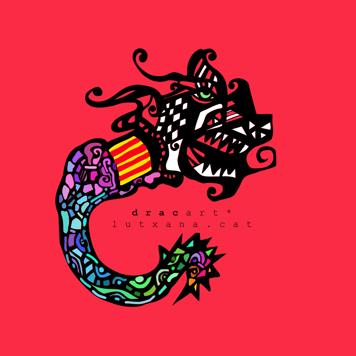 aufkleber_rund9,5_mass.pdf drac art lutxana catalunya modernista mosaic gauidi diada 2025 simbol rauxa idea joia original disseny barcelona